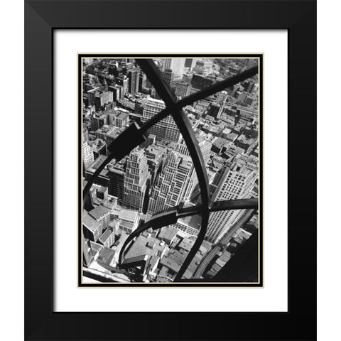 New York View Black Modern Wood Framed Art Print with Double Matting by F Rosenstiels Widow and Son