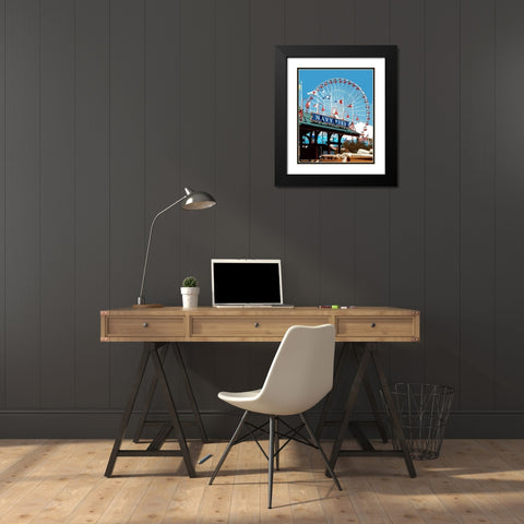 Navy Pier Black Modern Wood Framed Art Print with Double Matting by Donovan, Kelly