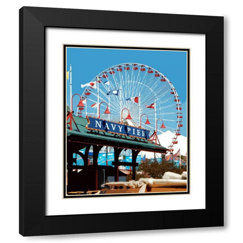 Navy Pier Black Modern Wood Framed Art Print with Double Matting by Donovan, Kelly