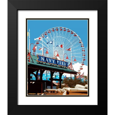 Navy Pier Black Modern Wood Framed Art Print with Double Matting by Donovan, Kelly