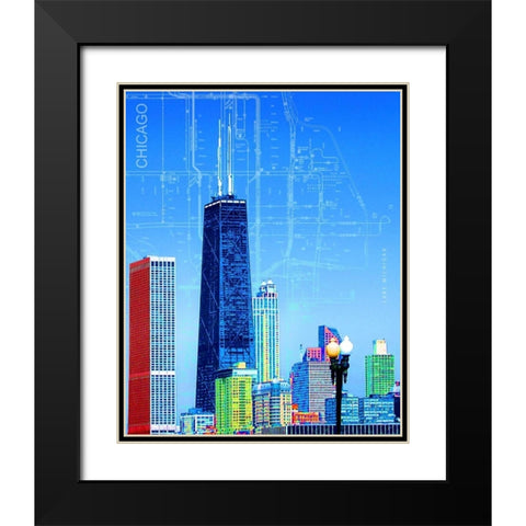 Hancock Tower Black Modern Wood Framed Art Print with Double Matting by Donovan, Kelly