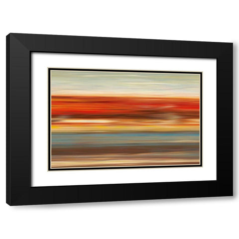 Linear Landscape Black Modern Wood Framed Art Print with Double Matting by Tava Studios