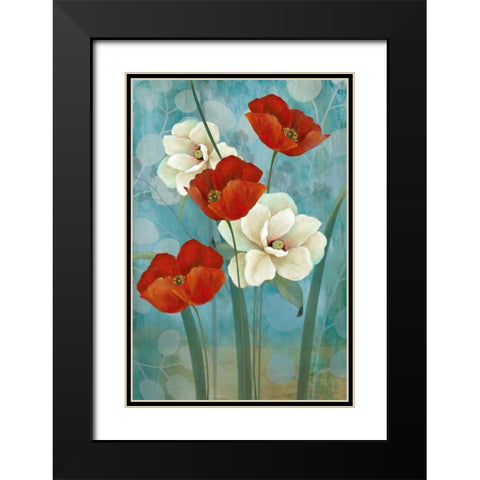 Touch of Red Black Modern Wood Framed Art Print with Double Matting by Tava Studios