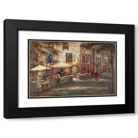 Courtyard Cafe Black Modern Wood Framed Art Print with Double Matting by Manning, Ruane