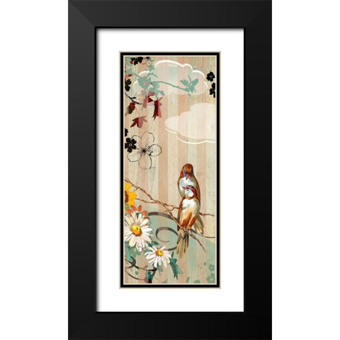 Vintage Love Birds I Black Modern Wood Framed Art Print with Double Matting by Donovan, Kelly