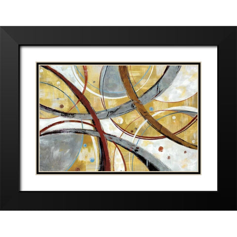 Swishes Black Modern Wood Framed Art Print with Double Matting by Nan