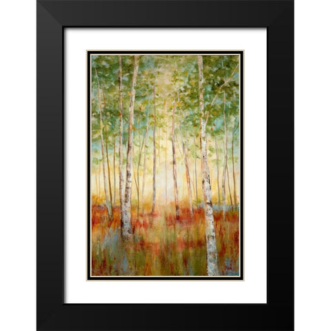 Birch Woods Black Modern Wood Framed Art Print with Double Matting by Nan