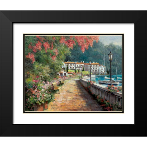 Morning Stroll Black Modern Wood Framed Art Print with Double Matting by Chiu, T.C.