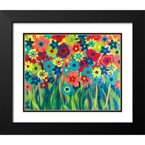 Popping Posies Black Modern Wood Framed Art Print with Double Matting by Donovan, Maria