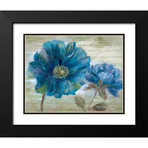 Blue Poppy Poem I Black Modern Wood Framed Art Print with Double Matting by Nan