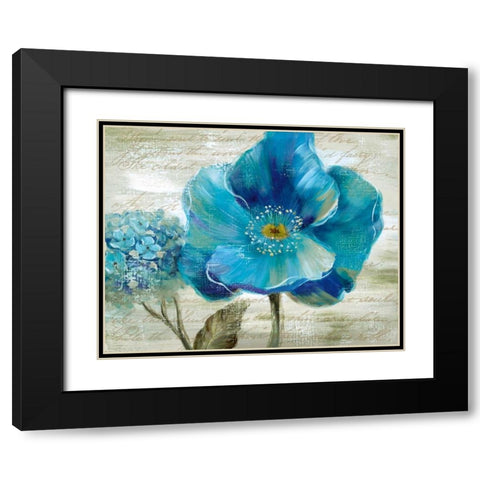 Blue Poppy Poem II Black Modern Wood Framed Art Print with Double Matting by Nan