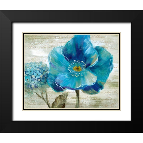 Blue Poppy Poem II Black Modern Wood Framed Art Print with Double Matting by Nan