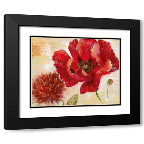 Passion For Poppies II Black Modern Wood Framed Art Print with Double Matting by Nan