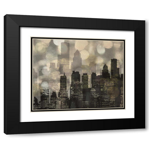 City L Lights Black Modern Wood Framed Art Print with Double Matting by Craven, Katrina