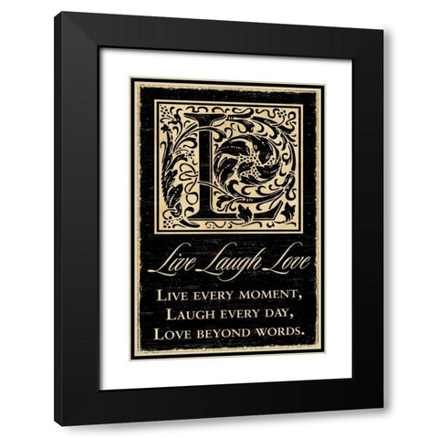Live Laugh Love Black Modern Wood Framed Art Print with Double Matting by Havoc Gifts