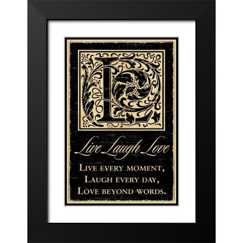 Live Laugh Love Black Modern Wood Framed Art Print with Double Matting by Havoc Gifts