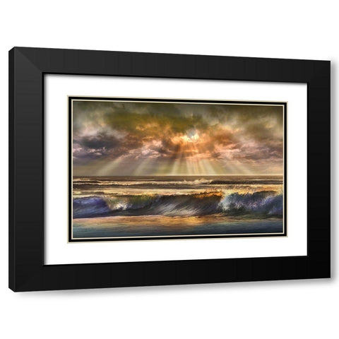 Waves of Light Black Modern Wood Framed Art Print with Double Matting by Calascibetta, Mike