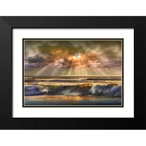 Waves of Light Black Modern Wood Framed Art Print with Double Matting by Calascibetta, Mike