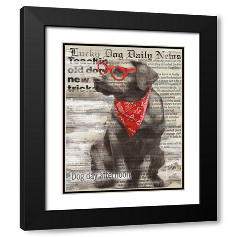 Lucky Dog Black Modern Wood Framed Art Print with Double Matting by Robinson, Carol