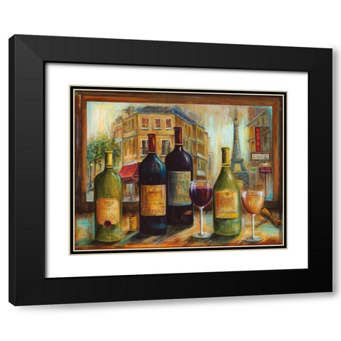 Bistro de Paris Black Modern Wood Framed Art Print with Double Matting by Dunlap, Marilyn