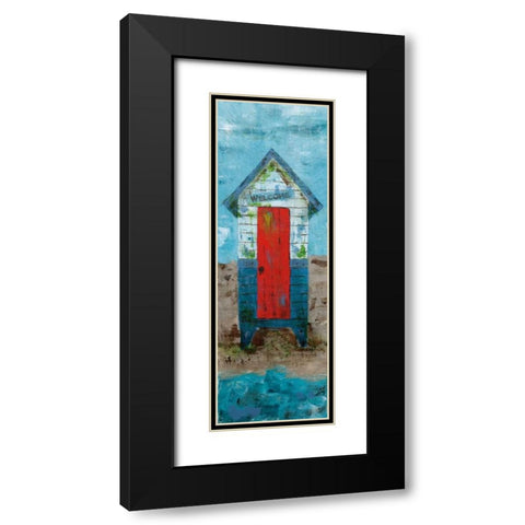 Beach Hut Black Modern Wood Framed Art Print with Double Matting by Craven, Katrina