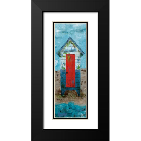 Beach Hut Black Modern Wood Framed Art Print with Double Matting by Craven, Katrina