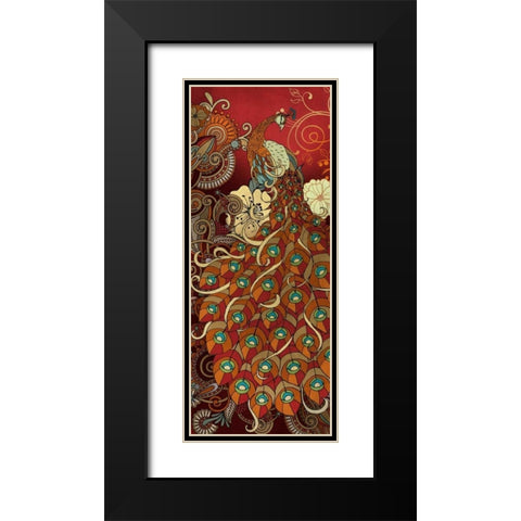 Peacock I Black Modern Wood Framed Art Print with Double Matting by Knutsen, Conrad