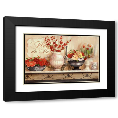 Fleurs de Paris Black Modern Wood Framed Art Print with Double Matting by Nan