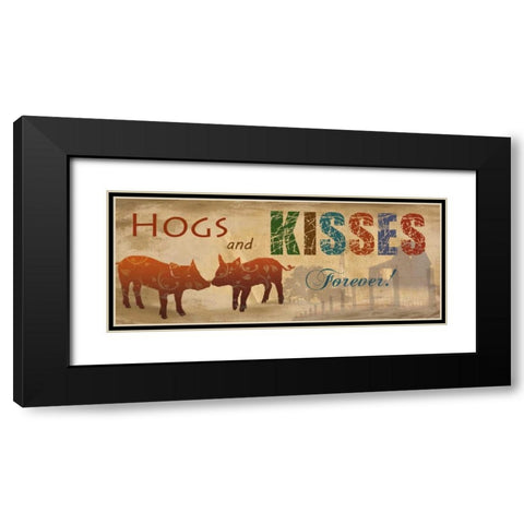 Hogs and Kisses Black Modern Wood Framed Art Print with Double Matting by Nan