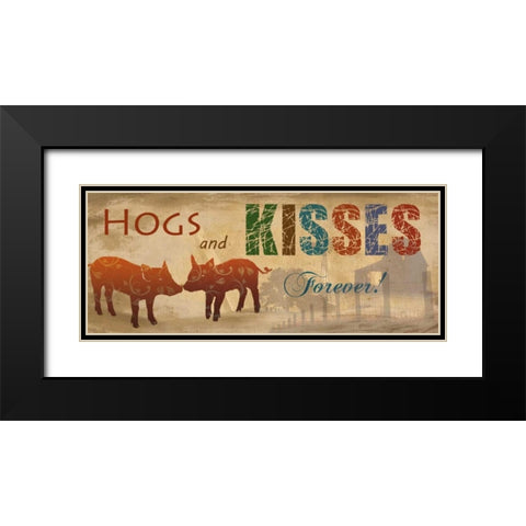 Hogs and Kisses Black Modern Wood Framed Art Print with Double Matting by Nan