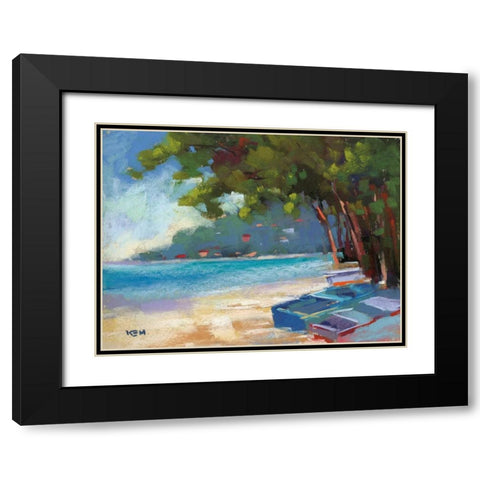 Beachside Black Modern Wood Framed Art Print with Double Matting by Margulis, Karen
