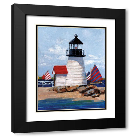 Edgartown Lighthouse Black Modern Wood Framed Art Print with Double Matting by Swatland, Sally