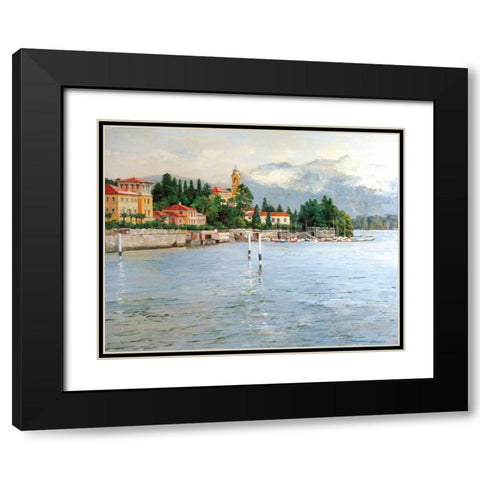 Lake Como Black Modern Wood Framed Art Print with Double Matting by Swatland, Sally