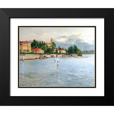 Lake Como Black Modern Wood Framed Art Print with Double Matting by Swatland, Sally