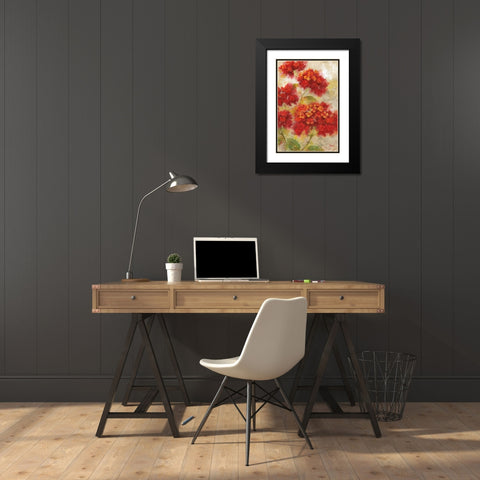 Red Floral I Black Modern Wood Framed Art Print with Double Matting by Nan
