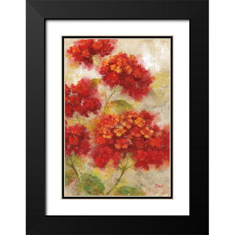 Red Floral I Black Modern Wood Framed Art Print with Double Matting by Nan