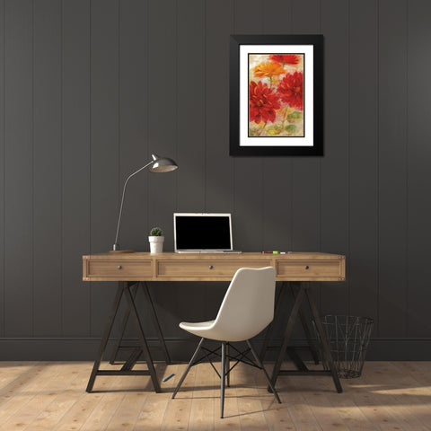 Red Floral II Black Modern Wood Framed Art Print with Double Matting by Nan