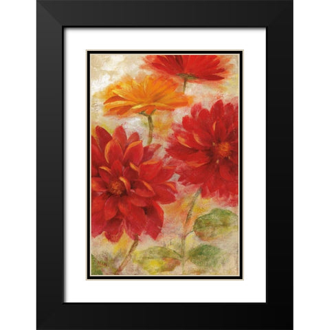 Red Floral II Black Modern Wood Framed Art Print with Double Matting by Nan