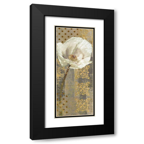 White Poppy Shimmer I Black Modern Wood Framed Art Print with Double Matting by Nan