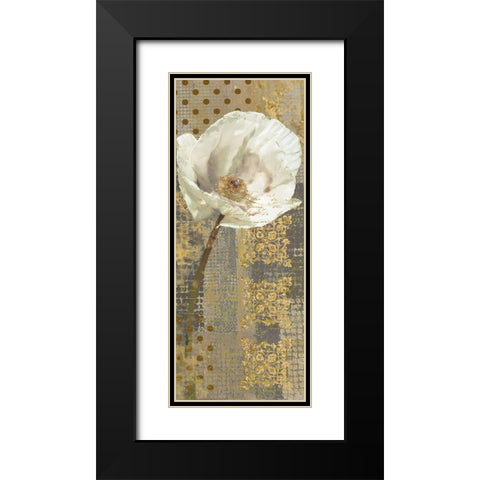 White Poppy Shimmer I Black Modern Wood Framed Art Print with Double Matting by Nan