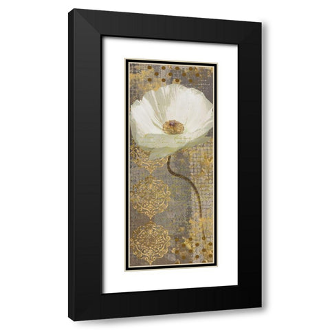 White Poppy Shimmer II Black Modern Wood Framed Art Print with Double Matting by Nan