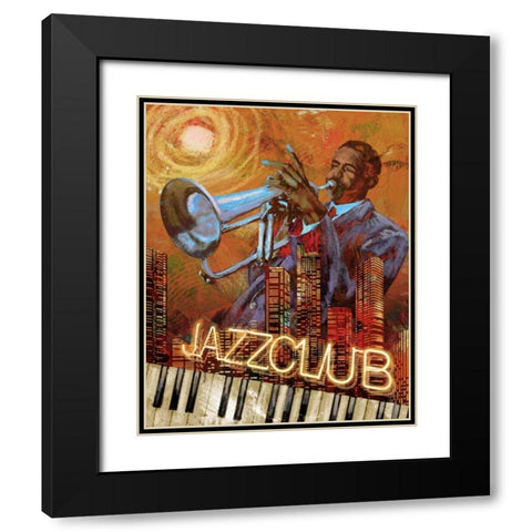 Jazz Club Black Modern Wood Framed Art Print with Double Matting by Knutsen, Conrad