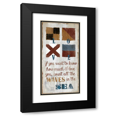 Nautical Love Black Modern Wood Framed Art Print with Double Matting by Robinson, Carol