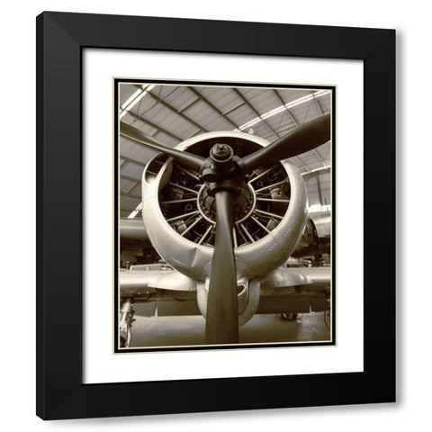 WWII Fighter Black Modern Wood Framed Art Print with Double Matting by Bibikow, Walter