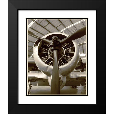 WWII Fighter Black Modern Wood Framed Art Print with Double Matting by Bibikow, Walter