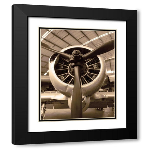 WW II Fighter Black Modern Wood Framed Art Print with Double Matting by Delimont, Danita