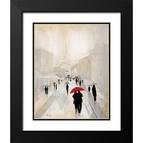 Misty in Paris Black Modern Wood Framed Art Print with Double Matting by Tava Studios