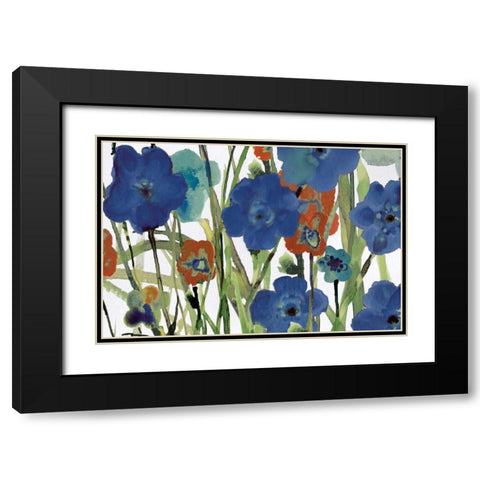 Picking Flowers Black Modern Wood Framed Art Print with Double Matting by Jill, Susan