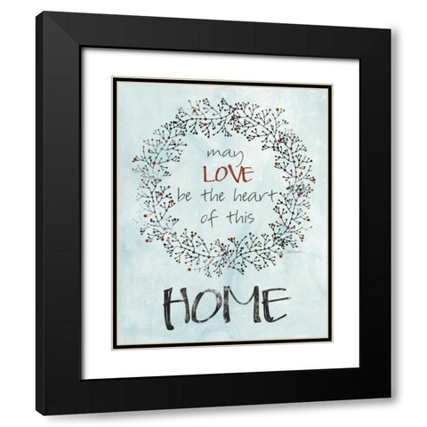 Home Love Wreath Black Modern Wood Framed Art Print with Double Matting by Robinson, Carol