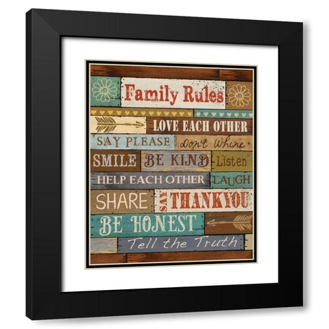 Family Rules Black Modern Wood Framed Art Print with Double Matting by Knutsen, Conrad